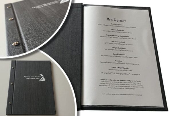 Menukaart met een zichtbare schroefsluiting