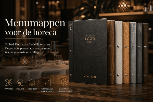 Menumappen voor de horeca in verschillende uitstralingen van kunstleder