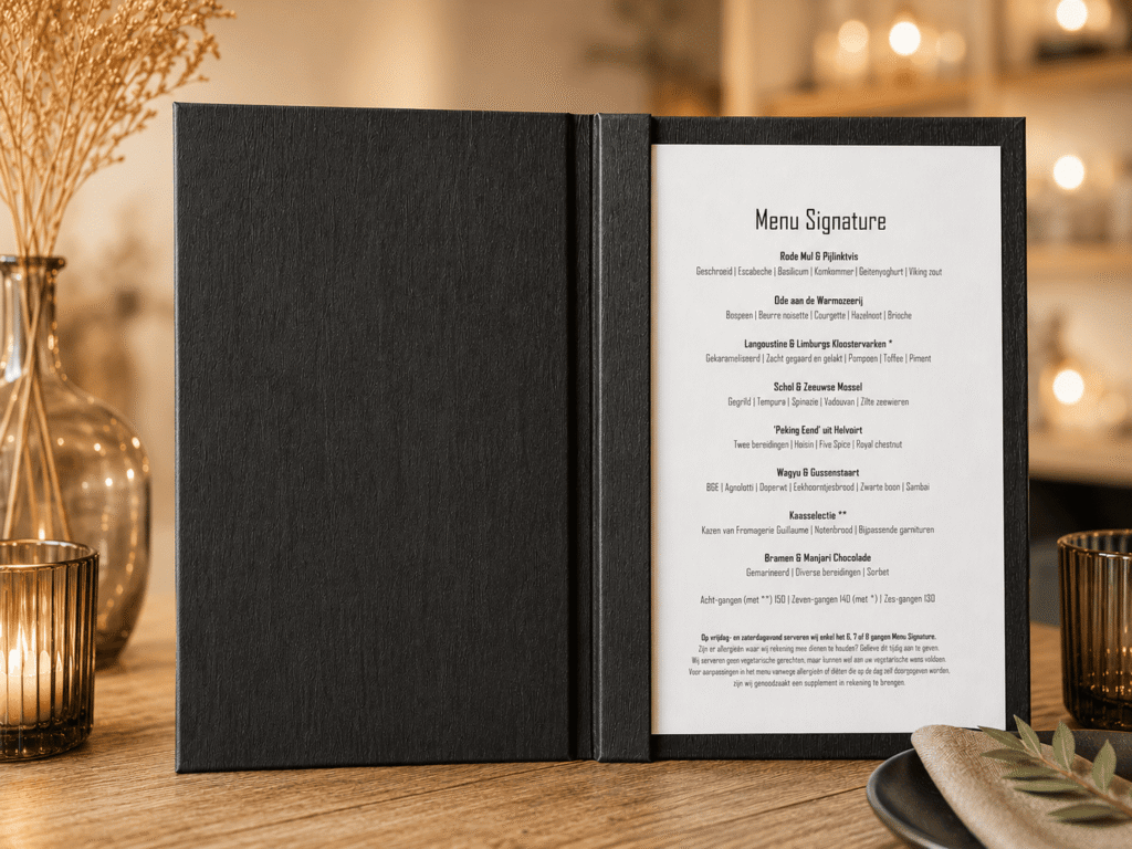 Menukaart met papier